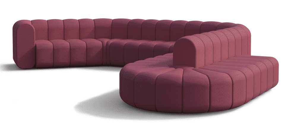 Raupenförmiges Big-Sofa in weinrot-bordeaux